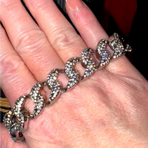 ICED OUT Silver Pave Stones Miami Cuban Link Statement bracelet 19” - Picture 10 of 10